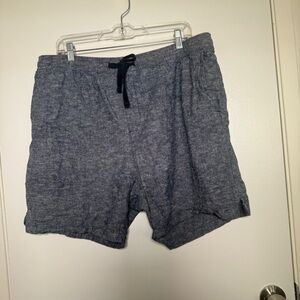 GAP Women's Casual Navy Heather Linen Blend Drawstring Shorts 2XL